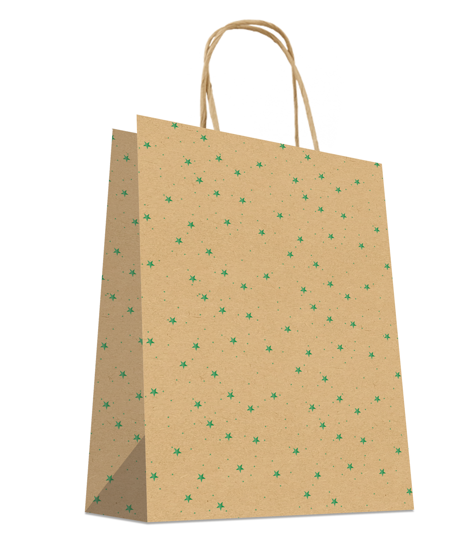 Sac en papier étoiles vert